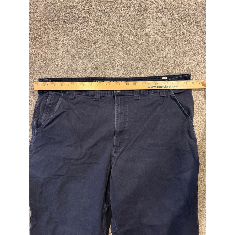 Duluth Trading Co Work Pants Mens 44x30 Navy Flex Fire Hose Relaxed Fit Canvas